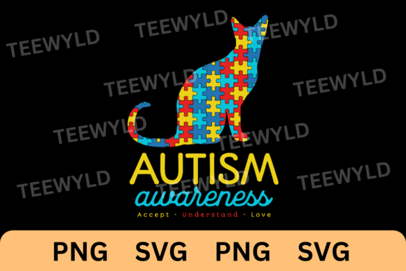 Autism Puzzle Pet Cat Graphic: T-Shirt Designs & Graphics