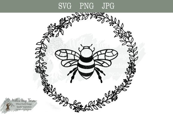 Bee with Wreath Graphics for T-Shirt Designs