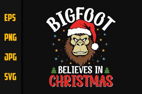 Bigfoot Believes in Christmas Graphics & T-Shirt Designs