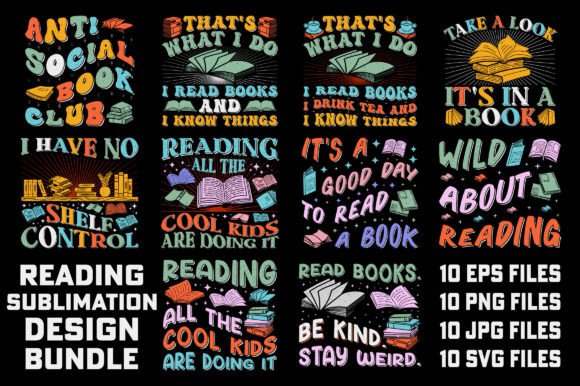 Book Reading Retro Graphics for T-Shirt Designs