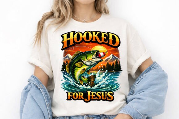 Hooked for Jesus PNG: T-Shirt Designs & Graphics