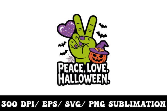 Peace Love Halloween Graphics & T-Shirt Designs